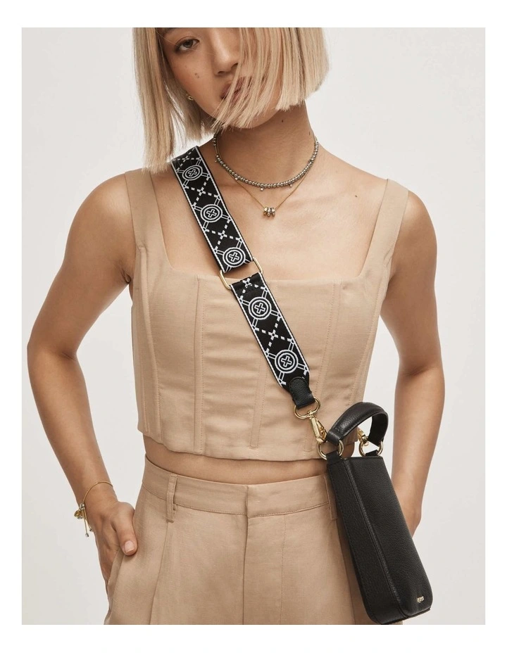 Mim-gram Webbing Bag Strap In Black Light Gold 2 Mim-gram Webbing Bag Strap In Black Light Gold - Image 2