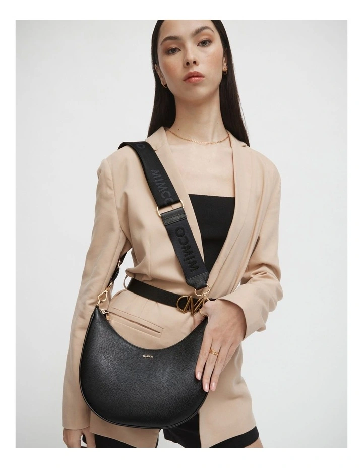 Classico Crescent Crossbody Bag In Black Light Gold 2 Classico Crescent Crossbody Bag In Black Light Gold - Image 2