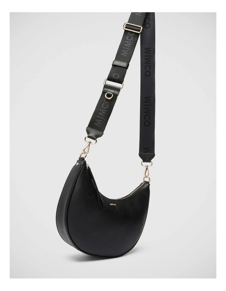 Classico Crescent Crossbody Bag In Black Light Gold 4 Classico Crescent Crossbody Bag In Black Light Gold - Image 4