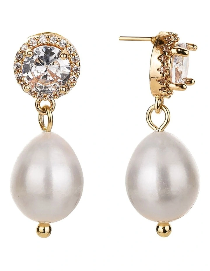 Pearl Drop Earrings In Gold 1 Pearl Drop Earrings In Gold