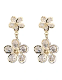Drop Flower Earrings In Gold