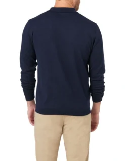 Basic Long Sleeve Knit Polo In Navy -Myer Clothing Shop 982701820 5 720x928