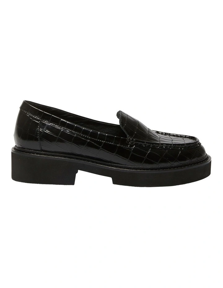 Abbott Flat Croc Print Leather Shoes In Black 1 Abbott Flat Croc Print Leather Shoes In Black