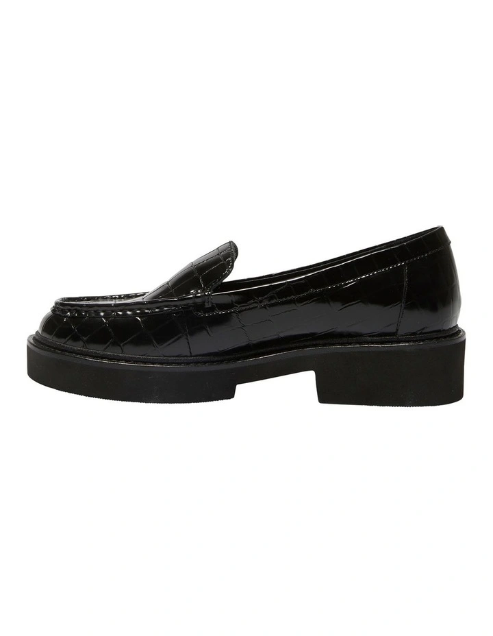 Abbott Flat Croc Print Leather Shoes In Black 3 Abbott Flat Croc Print Leather Shoes In Black - Image 3