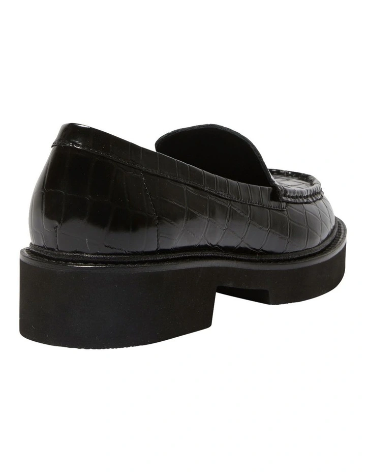 Abbott Flat Croc Print Leather Shoes In Black 4 Abbott Flat Croc Print Leather Shoes In Black - Image 4
