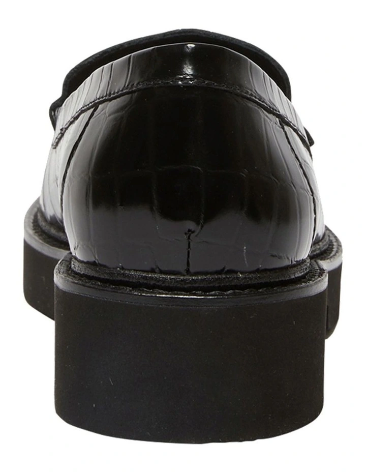 Abbott Flat Croc Print Leather Shoes In Black 5 Abbott Flat Croc Print Leather Shoes In Black - Image 5
