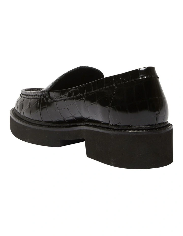 Abbott Flat Croc Print Leather Shoes In Black 6 Abbott Flat Croc Print Leather Shoes In Black - Image 6