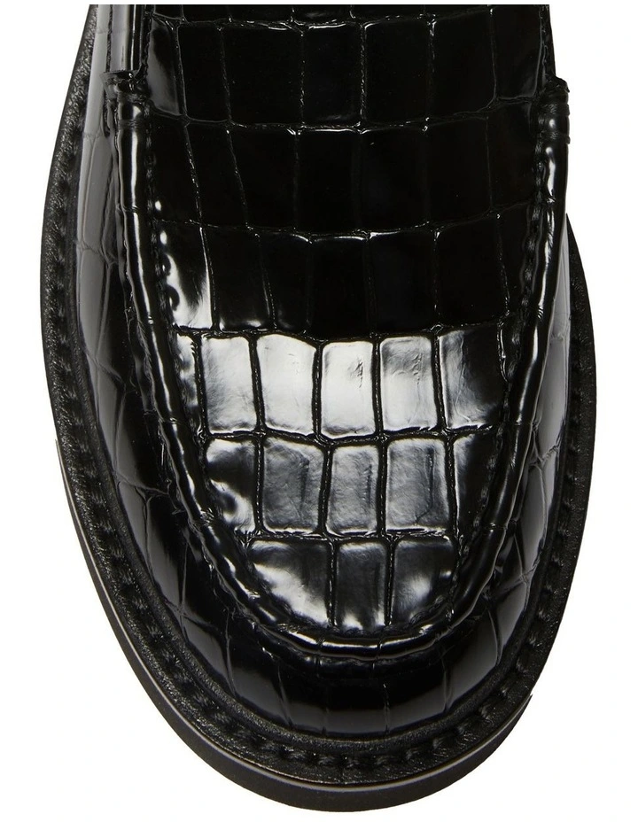 Abbott Flat Croc Print Leather Shoes In Black 7 Abbott Flat Croc Print Leather Shoes In Black - Image 7