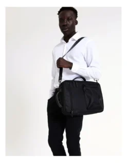 Lux PU/Nylon 3-Way Tech Briefcase In Black -Myer Clothing Shop 982953730 4 720x928