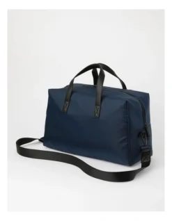 Lux Nylon/PU Weekender In Navy