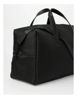Lux Nylon/PU Weekender In Black