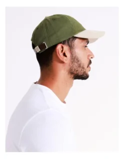 Embroidered Cap With Micro Suede Brim In Olive -Myer Clothing Shop 982979200 4 1 720x928