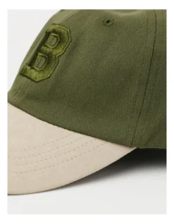 Embroidered Cap With Micro Suede Brim In Olive -Myer Clothing Shop 982979200 6 720x928