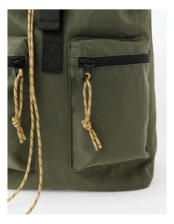 Drawstring Backpack In Khaki -Myer Clothing Shop 983392210 3 720x928