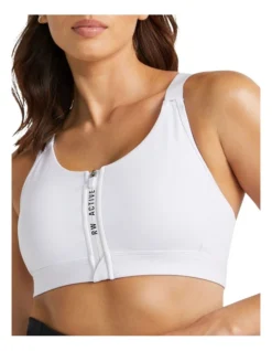 Velocity Zip Medium Impact Sports Bra In White -Myer Clothing Shop 983542600 4 720x928