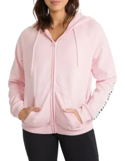 Destination Logo Tape Trim Hoodie In Pink