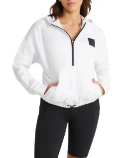 Destination 1/2 Zip Hoodie In White