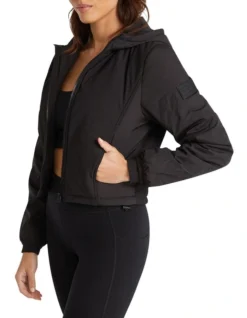 Rib Panel Jacket In Black