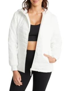 Rib Pannel Puffa Vest In Chalk