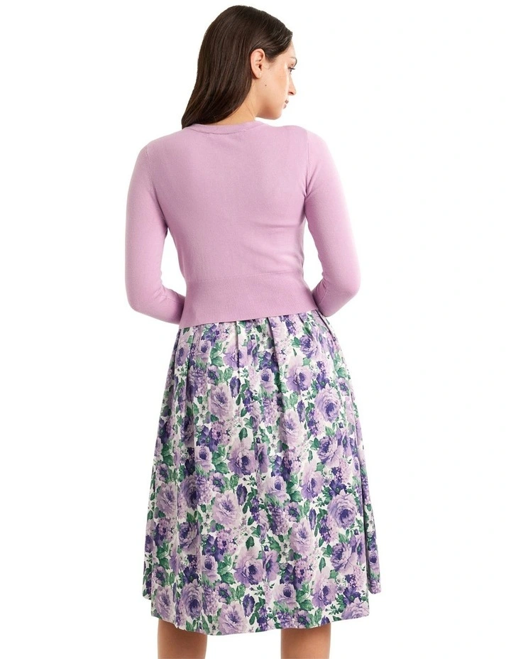 Chessie 3/4 Sleeve Cardi In Purple 4 Chessie 3/4 Sleeve Cardi In Purple - Image 4