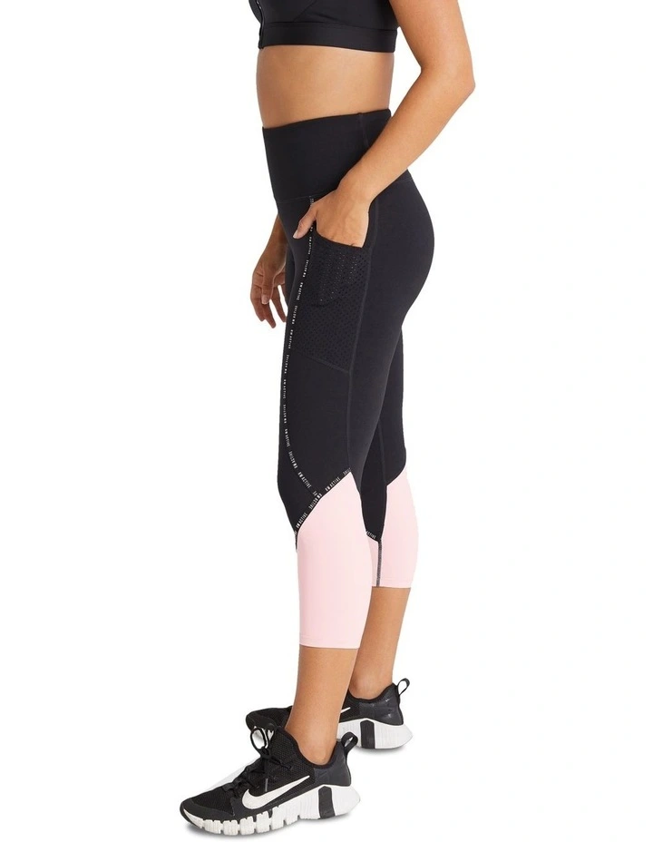 Power Pocket 7/8 Tights In Black/Pink 1 Power Pocket 7/8 Tights In Black/Pink