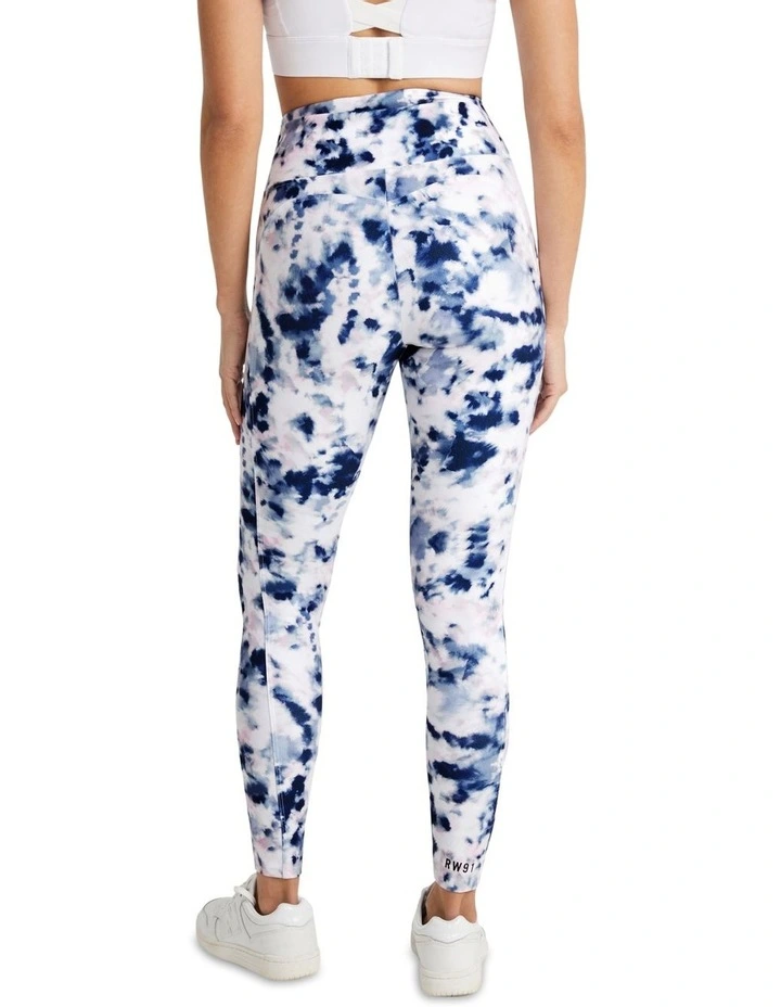 Full Length Pocket Tights In White/Blue 3 Full Length Pocket Tights In White/Blue - Image 3