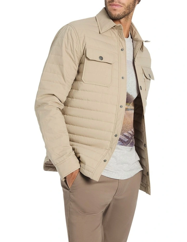 Kenji Padded Shacket In Beige 1 Kenji Padded Shacket In Beige