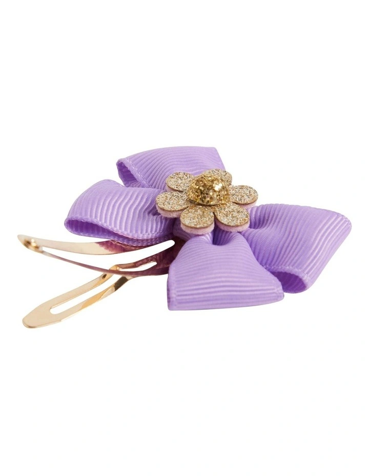 Daisy Bow Snap 2-Set In Purple 2 Daisy Bow Snap 2-Set In Purple - Image 2