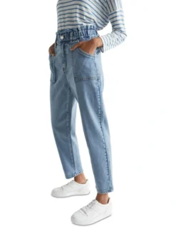 Patch Pocket Paperbag Jean In Blue