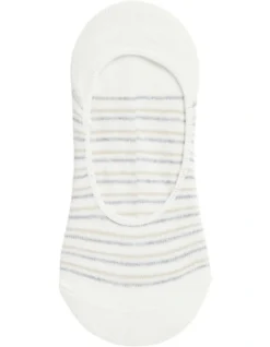 Mini Stripe No Show Sock In White
