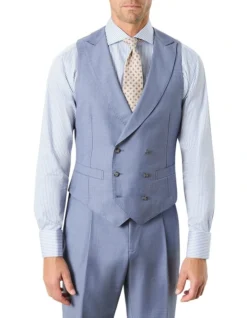 Cappellari Double Breasted Waistcoat In Blue