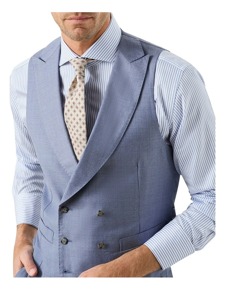 Cappellari Double Breasted Waistcoat In Blue 4 Cappellari Double Breasted Waistcoat In Blue - Image 4