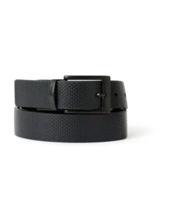 Osaka Textured Leather Belt In Black