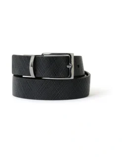 Mito Textured Leather Belt In Black