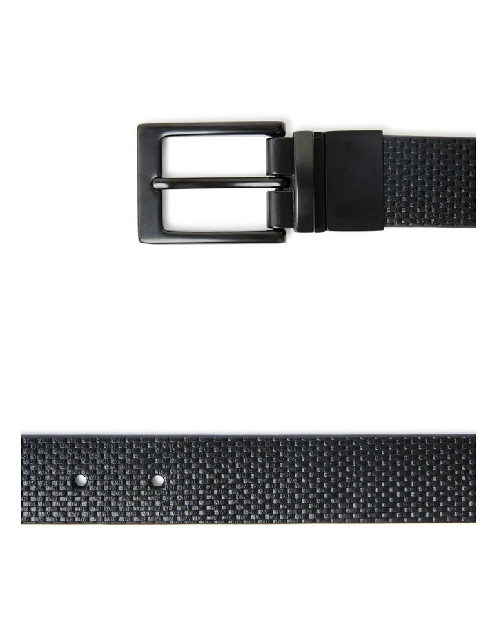Mito Textured Leather Belt In Black 2 Mito Textured Leather Belt In Black - Image 2