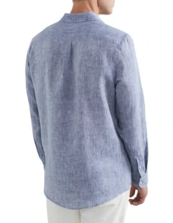 French Connection Linen Classic Fit Shirt In Blue -Myer Clothing Shop 984875230 984874150 3 720x928