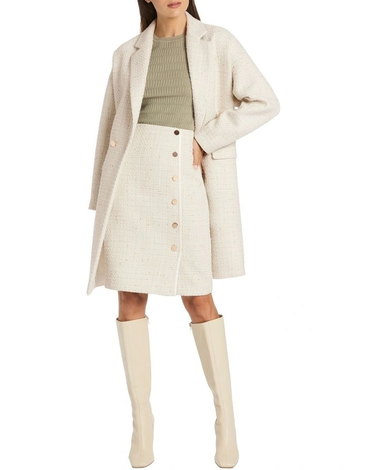 Clevance Boucle Coat In Ivory 2 Clevance Boucle Coat In Ivory - Image 2