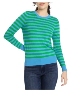 Keep Up With The Stripe Knit In Blue Multi