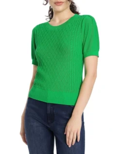 Sequin Cable Knit In Green Multi