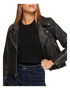 Oxford Sandy Textured Leather Jacket In Black -Myer Clothing Shop 986067910 4 1 720x928