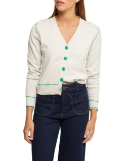 Oxford Zandy Tipping Detail Cardigan In Grey