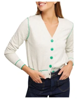 Oxford Zandy Tipping Detail Cardigan In Grey -Myer Clothing Shop 986071240 4 720x928