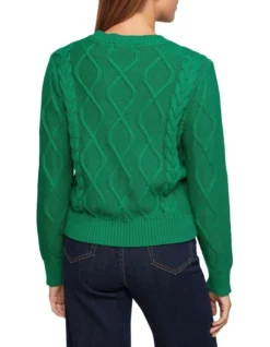 Oxford Lucy Ribbon Knit Pullover In Green -Myer Clothing Shop 986072500 3 720x928