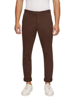 Oxford Luka Stretch Casual Pants In Brown