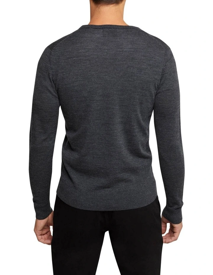 Oxford V-Neck Pure Merino Wool Pullover In Grey 3 Oxford V-Neck Pure Merino Wool Pullover In Grey - Image 3
