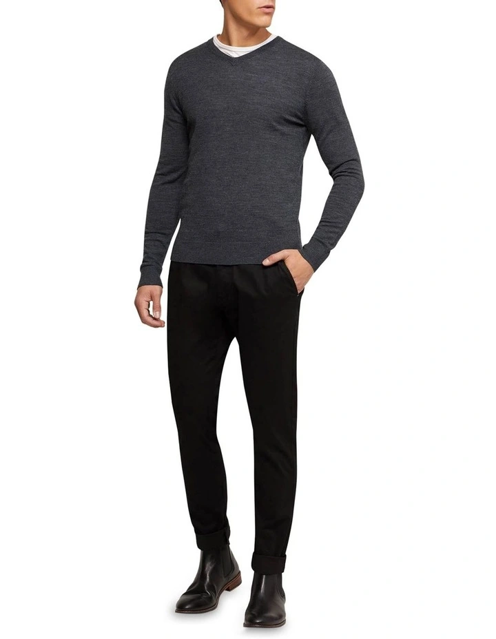 Oxford V-Neck Pure Merino Wool Pullover In Grey 5 Oxford V-Neck Pure Merino Wool Pullover In Grey - Image 5