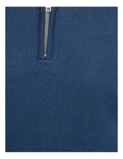 Oxford Robert Zip Neck Knit Pullover In Blue -Myer Clothing Shop 986194810 6 1 720x928