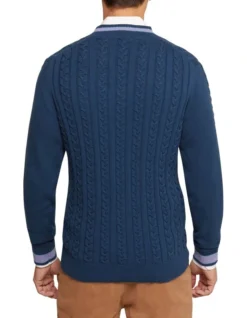 Oxford Logan Cricket Knit Pullover In Blue -Myer Clothing Shop 986195080 3 1 720x928
