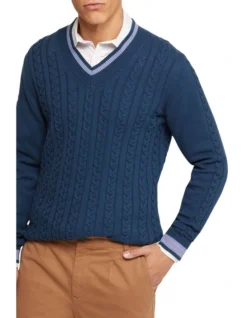 Oxford Logan Cricket Knit Pullover In Blue -Myer Clothing Shop 986195080 4 1 720x928
