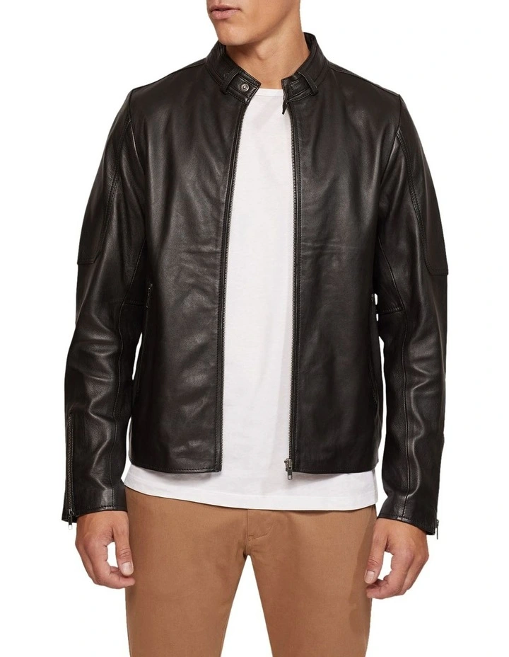 Oxford Carlo Leather Jacket In Black 5 Oxford Carlo Leather Jacket In Black - Image 5